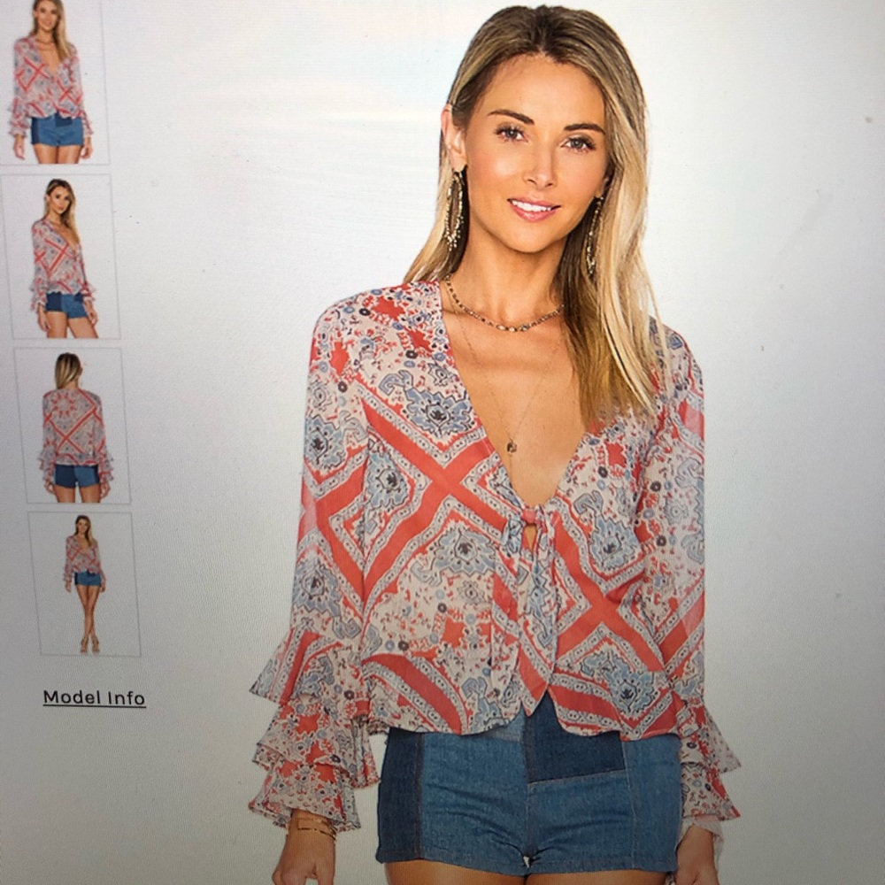 Tularosa v-neck printed blouse.
